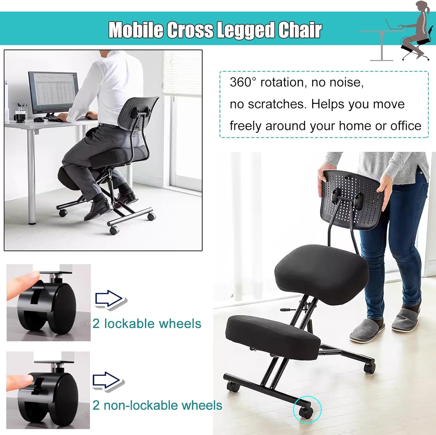 人間工学に基づいたひざまずく椅子 高さ調整可能 【公式通販】